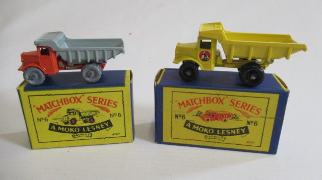 Matchbox 6a Quarry truck, box M, model M, 6b Euclid Quarry truck, Moko Lesney, box M, model M (Est. Image