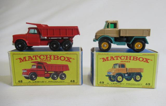 Matchbox 48c Dodge Dumper Truck, box M, model M, and 49 Unimog, box M, model M (Est. plus 24% Image