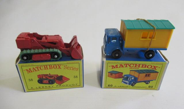 Matchbox 58b Drott Excavator, box M, model M and 60b Site Truck and Hurm, box M, model M (Est. plus Image