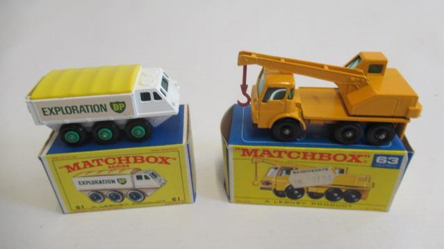 Matchbox 61b Alvis Stalwart B.P., box M, model M and 63 Dodge crane truck, box M, model M (Est. plus Image