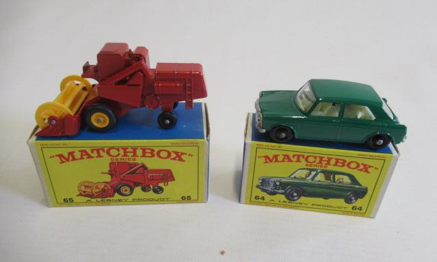 Matchbox 64b MG 1100, box M, model M and 65c Combine Harvester, box E, model M (Est. plus 24% Image