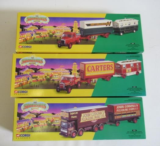 Corgi Classics Showmans Models 16502 Scammell Highwayman, 21701 AEC Pole truck and 16501 Scammell Image