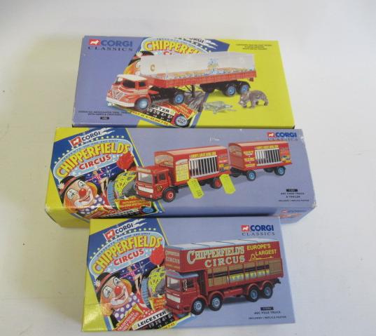 Corgi Classics 97896 A.E.C. Pole truck, 97889 A.E.C. cage truck and 14201 Foden tank truck, boxed E Image