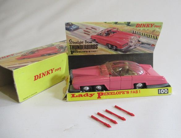 Dinky Toys 100 Lady Penelope's FAB1, box has one flap missing, model E Image