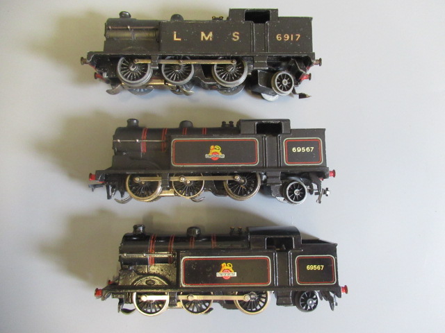 Hornby Dublo 3-rail 0-6-2 tank locomotives comprising L.M.S. 6917, B.R. 69567 and Gloss B.R. 69567, Image