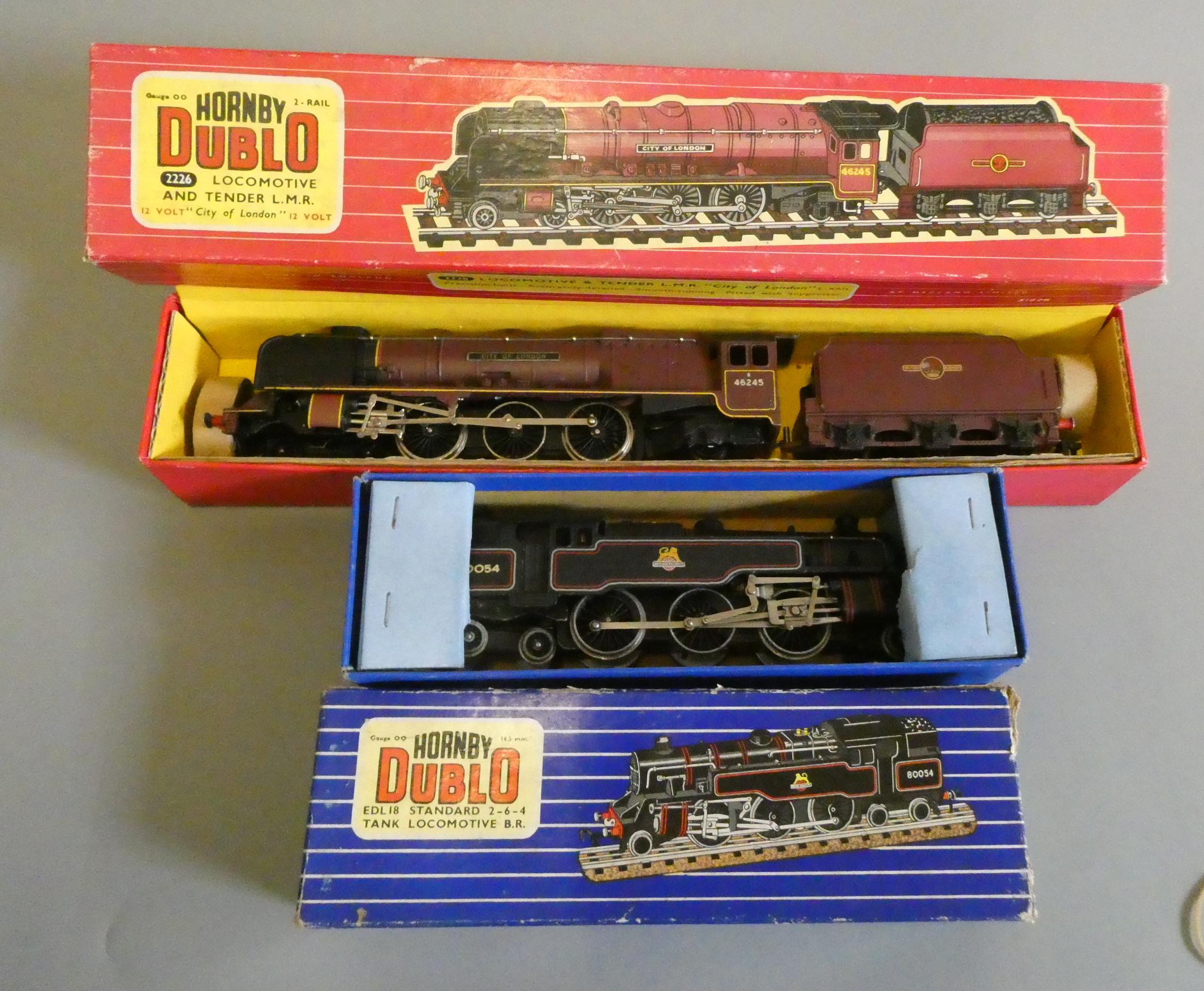 Hornby Dublo EDL18 2-6-4 B.R. Tank locomotive, boxed and 2226 City of London locomotive, boxed, G-E Image