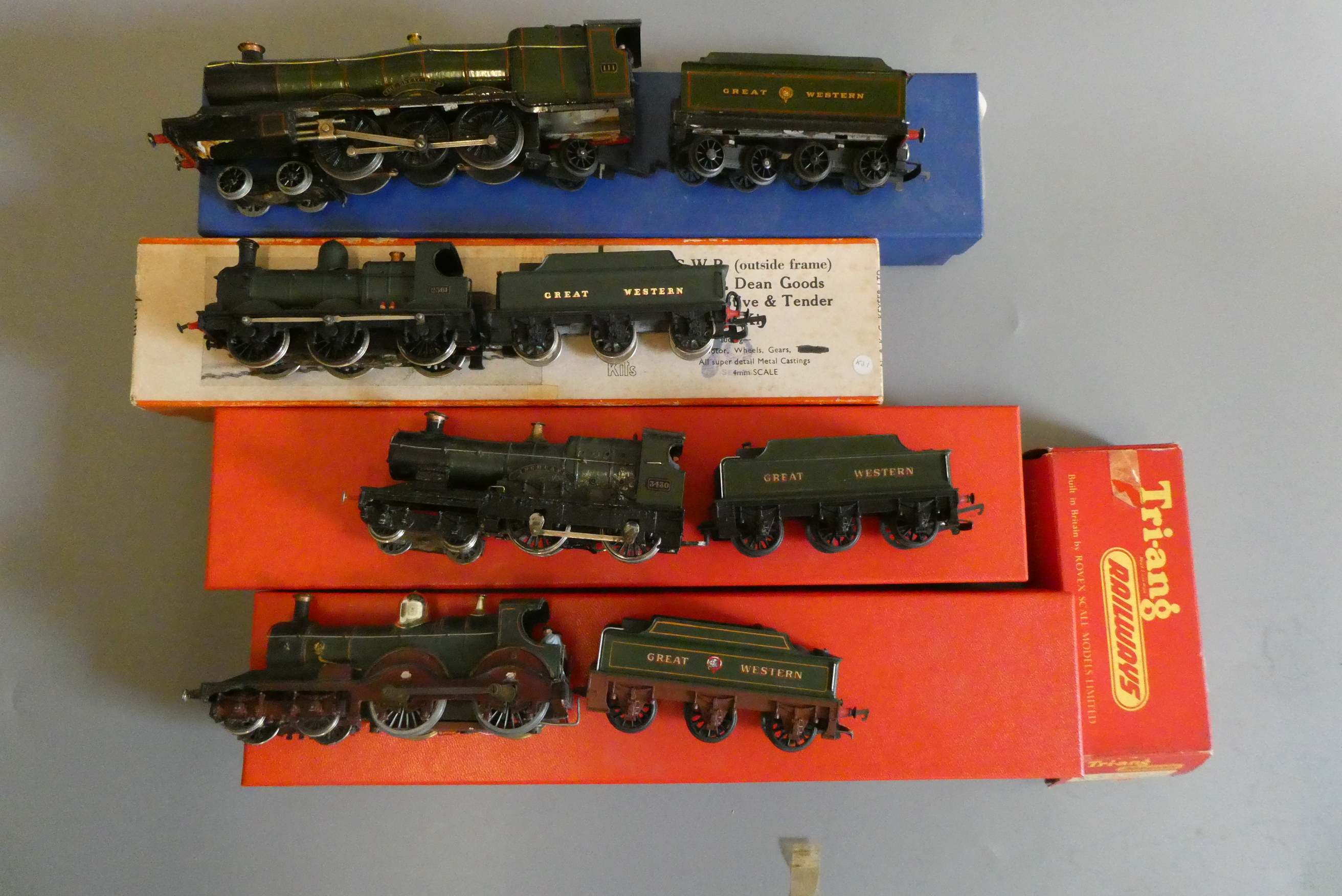 Four kit built G.W.R. locomotives comprising 3430 bulldog, 2361 Dean Goods, 111 Great Bear and a Image