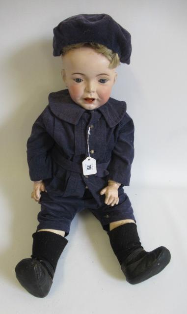 A restored S.F.B.J. bisque head character boy doll Image