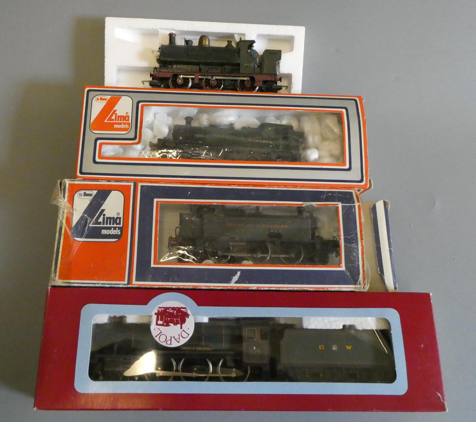 Four G.W.R. locomotives comprising Dapol 1029 County of Worcester, kit built 4404 2-6-2T, kit built Image