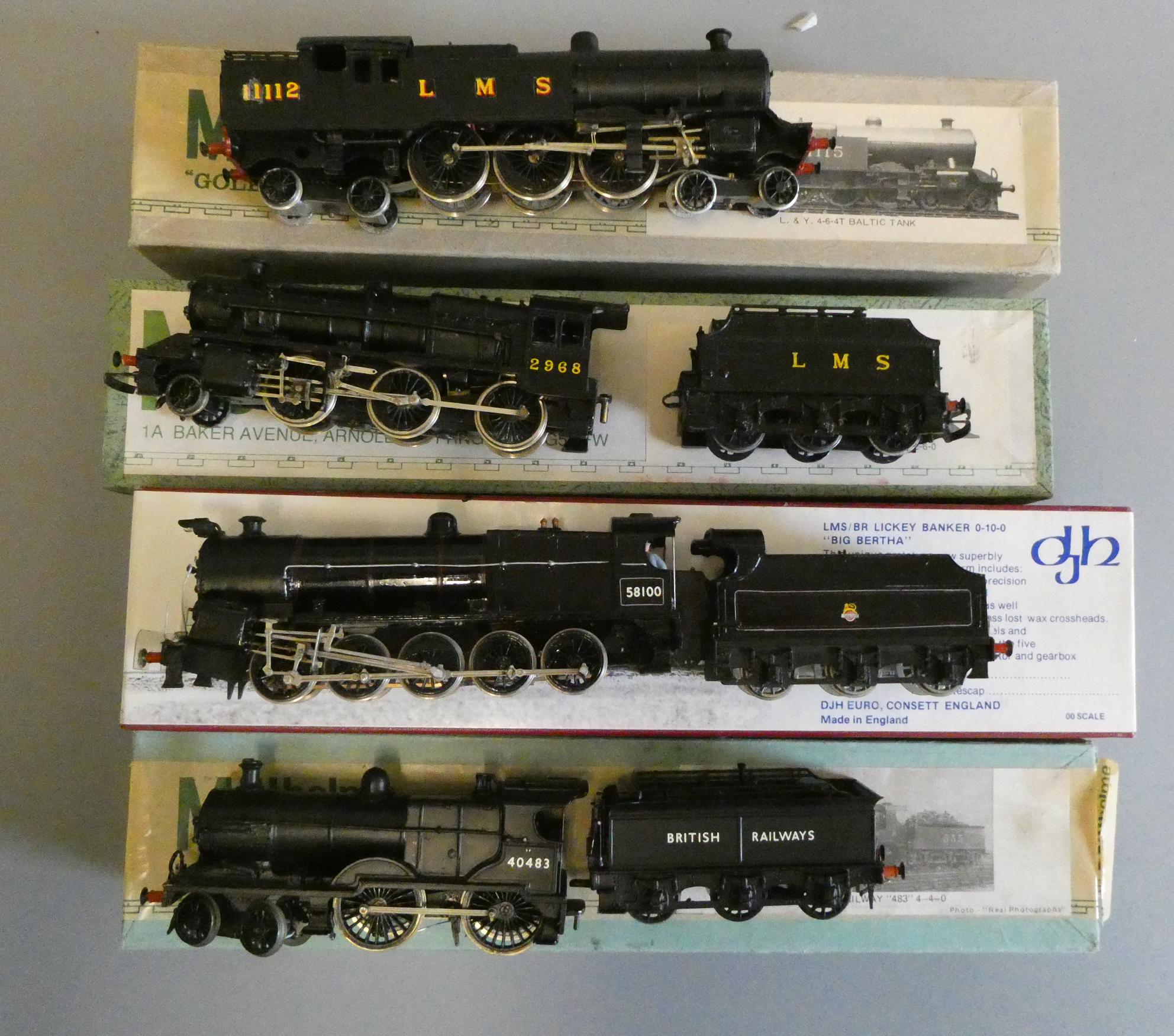 Four kit built locomotives comprising B.R. Midland 4-4-0, B.R. Lickey Banker, L.M.S. Mogul and Image