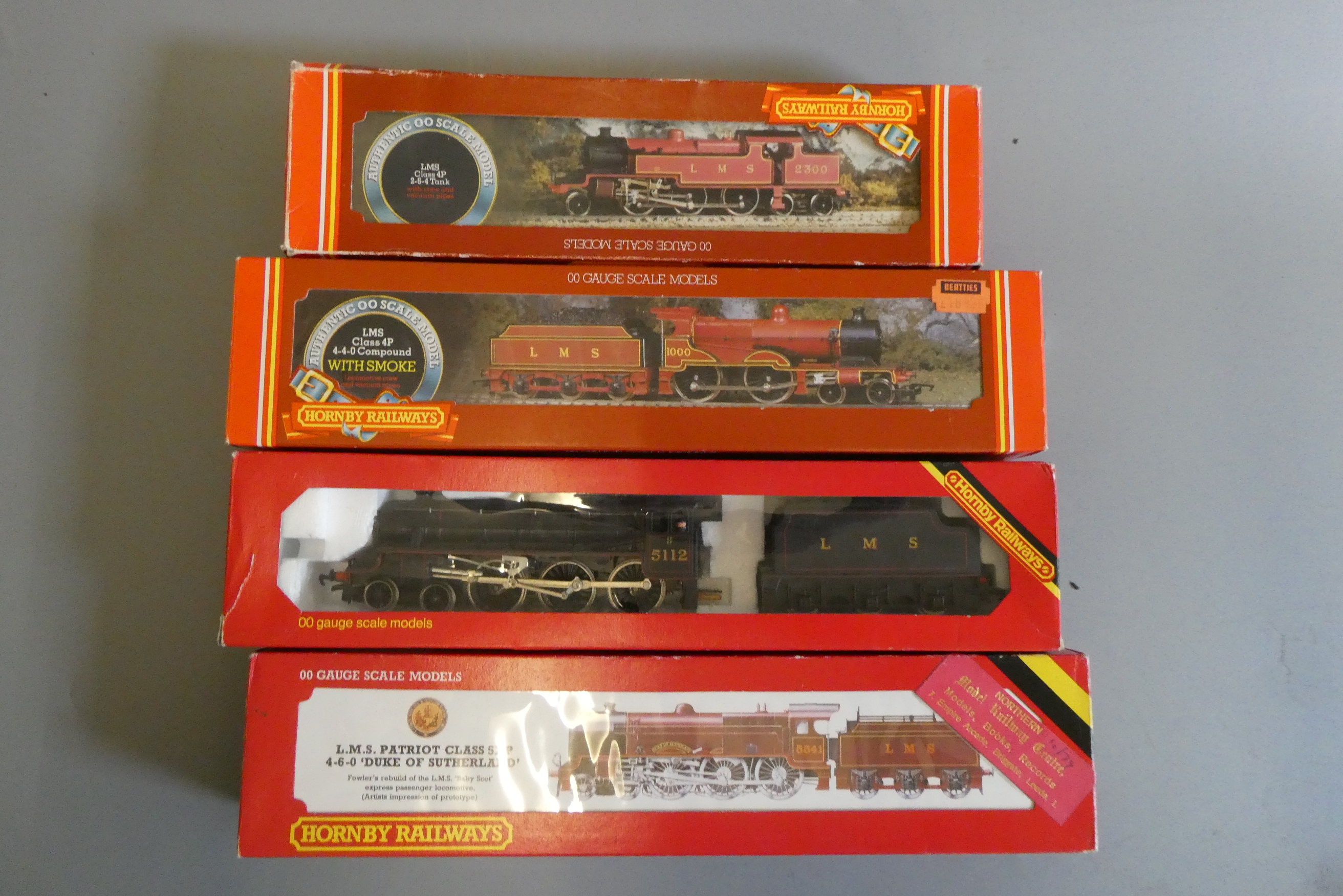 Four Hornby locomotives comprising L.M.S. Black 5 5112, L.M.S. 2-6-4T, L.M.S. 4-4-0 1000 and L.M.S. Image