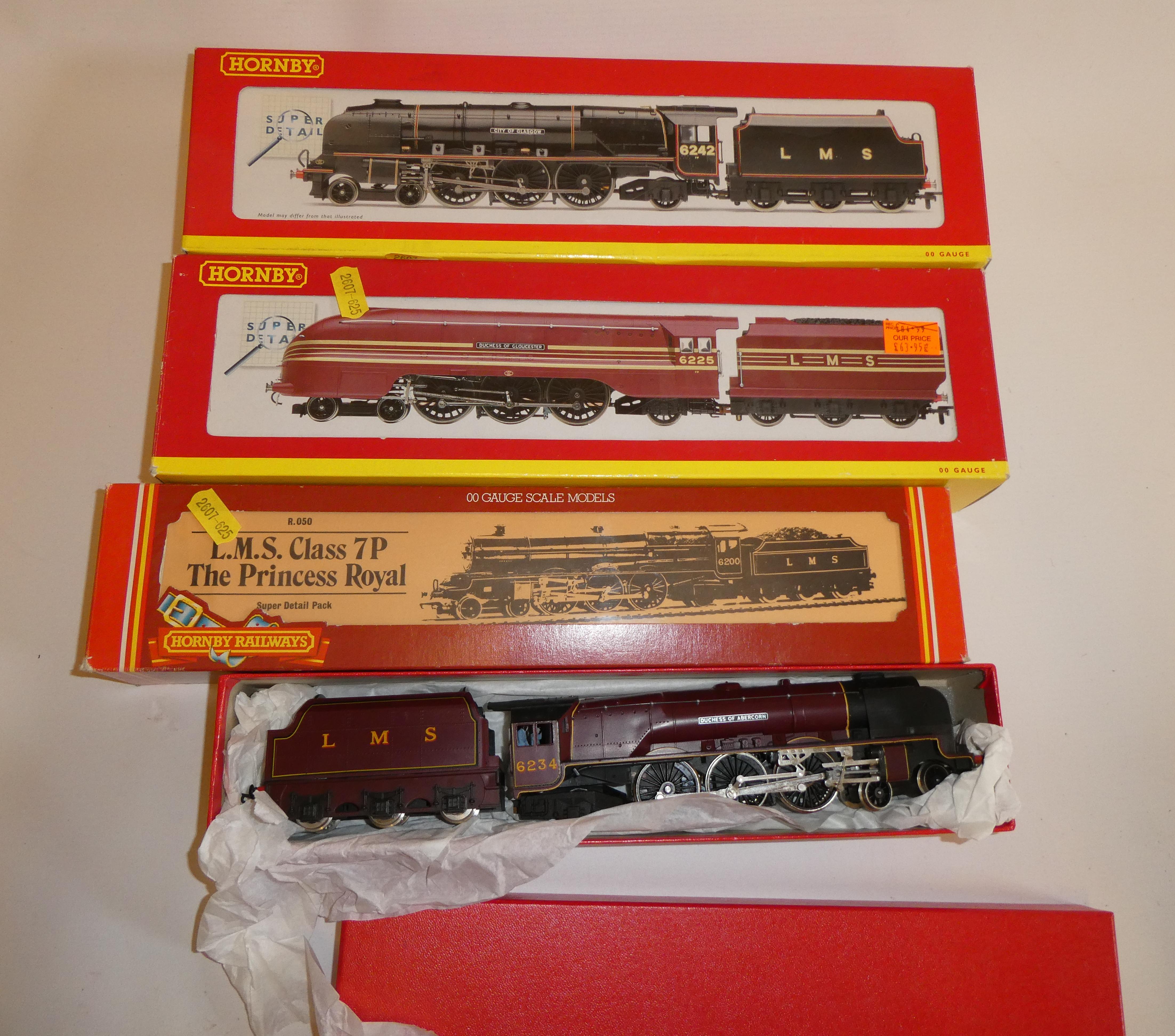 Four Hornby L.M.S. locomotives comprising City of Glasgow, Duchess of Gloucester, Princess Royal and Image