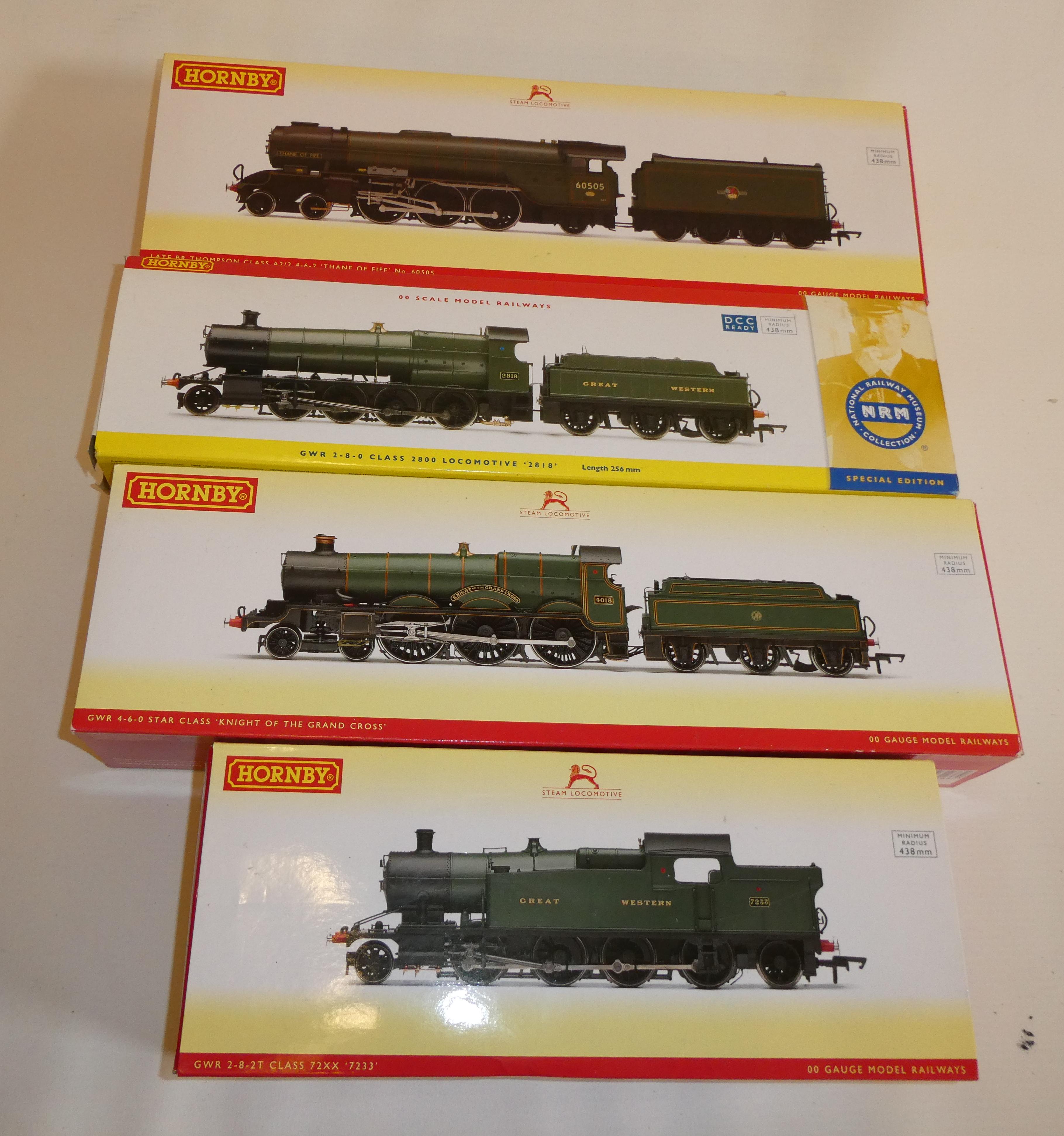 Four Hornby locomotives comprising B.R. A2 Thane of Fife, G.W.R. Class 28, 2818, G.W.R. Star Knight Image