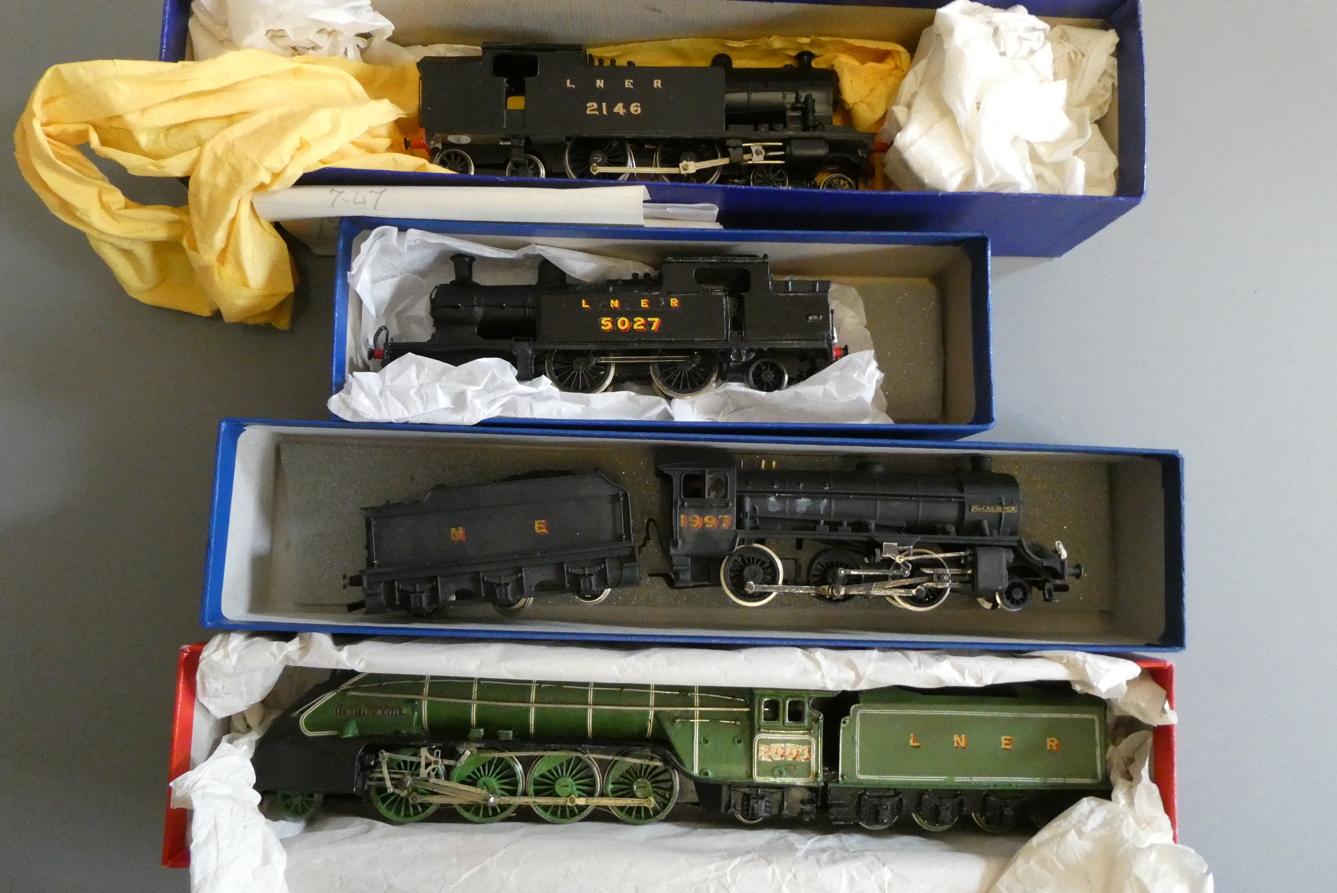 Four kit built locomotives comprising L.N.E.R. P2 2003, L.N.E.R. 4-4-2T 5027, L.N.E.R. K1 1997 and Image