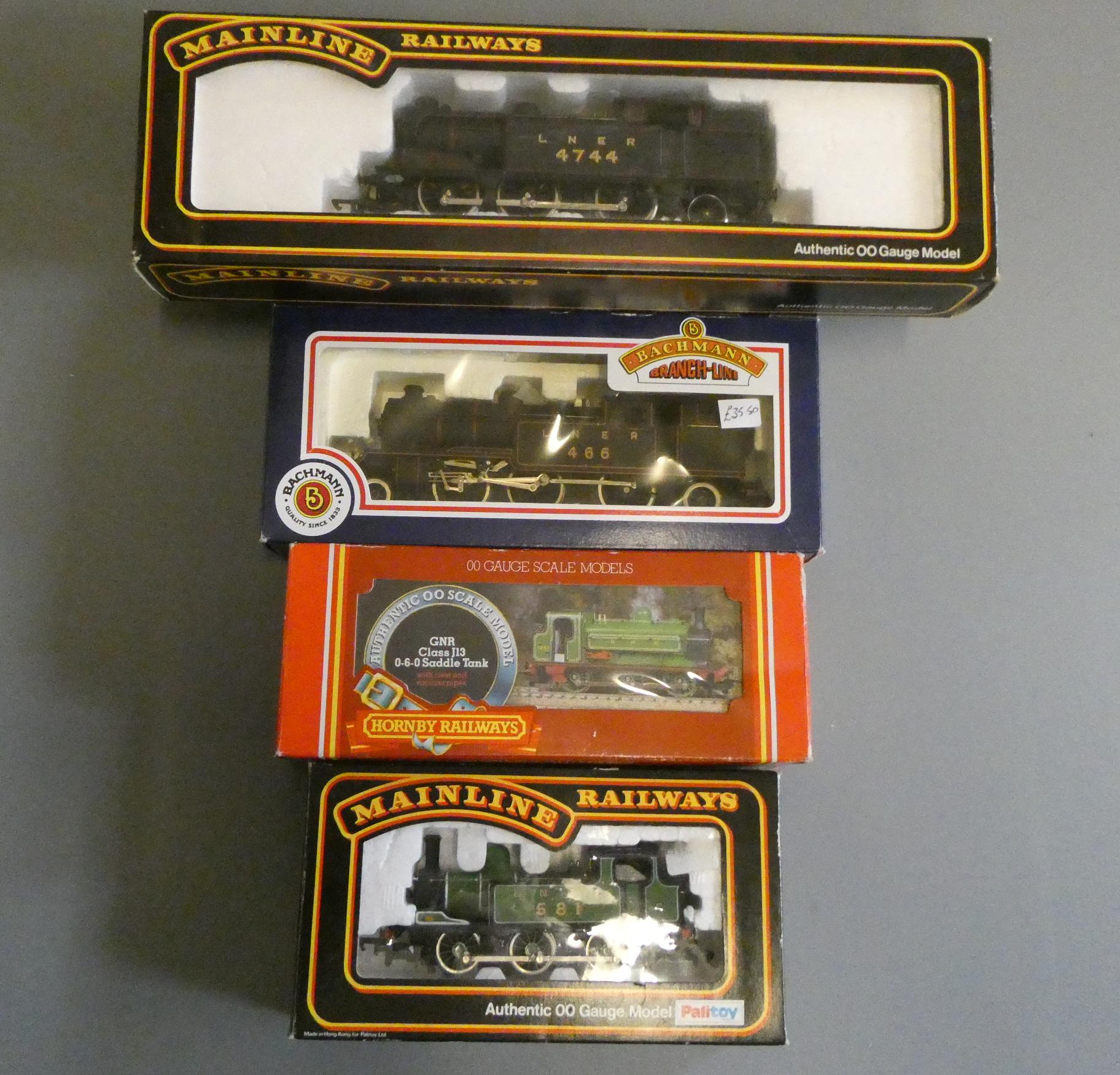 Four L.N.E.R. locomotives comprising Mainline J72 0-6-0T 581, Hornby J13 0-6-0ST 1247, Bachmann VI Image