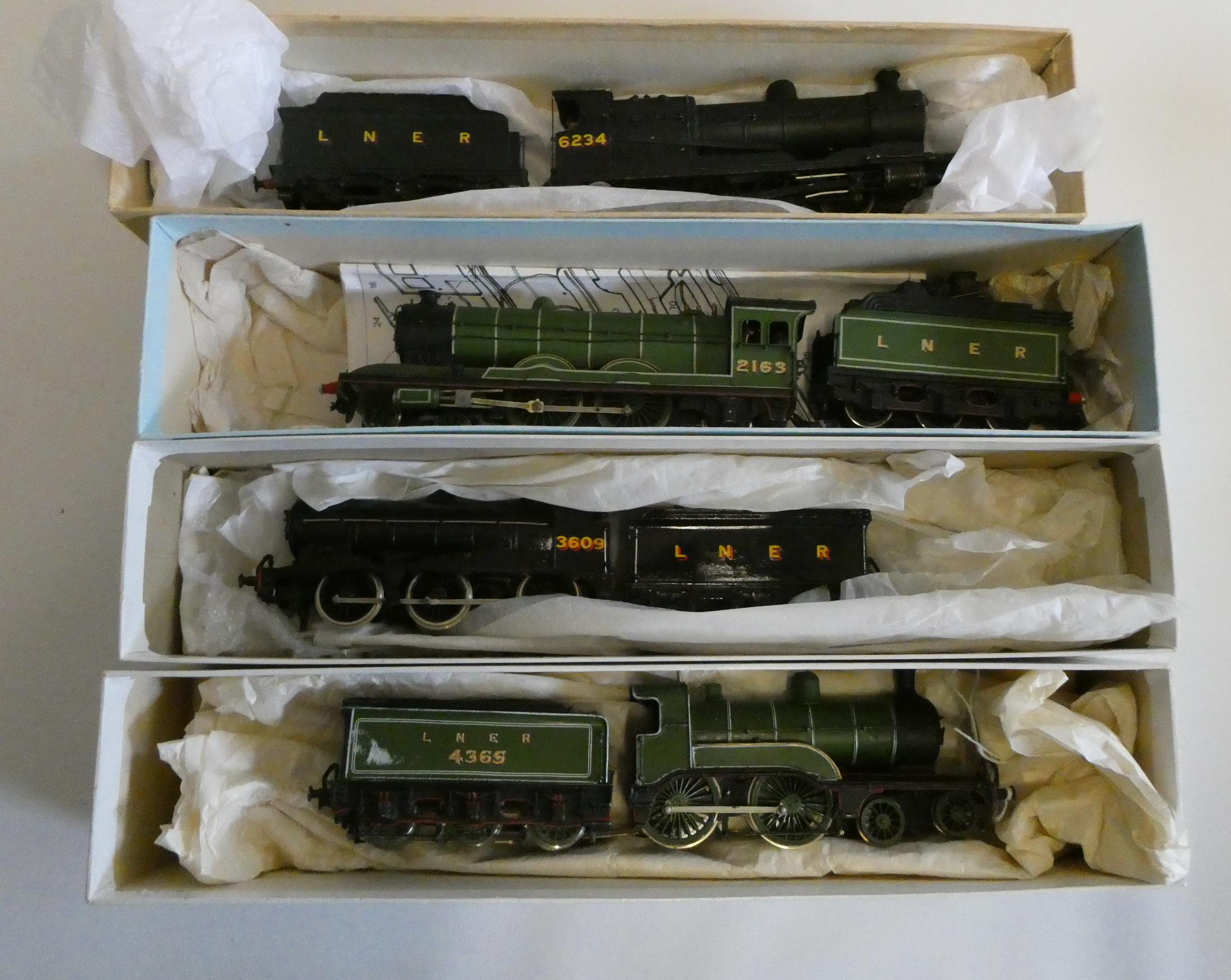 Four L.N.E.R. kit built locomotives comprising 4-4-2 C7 in green 2169, 0-6-0 J6 in black 3609, 4-4-0 Image