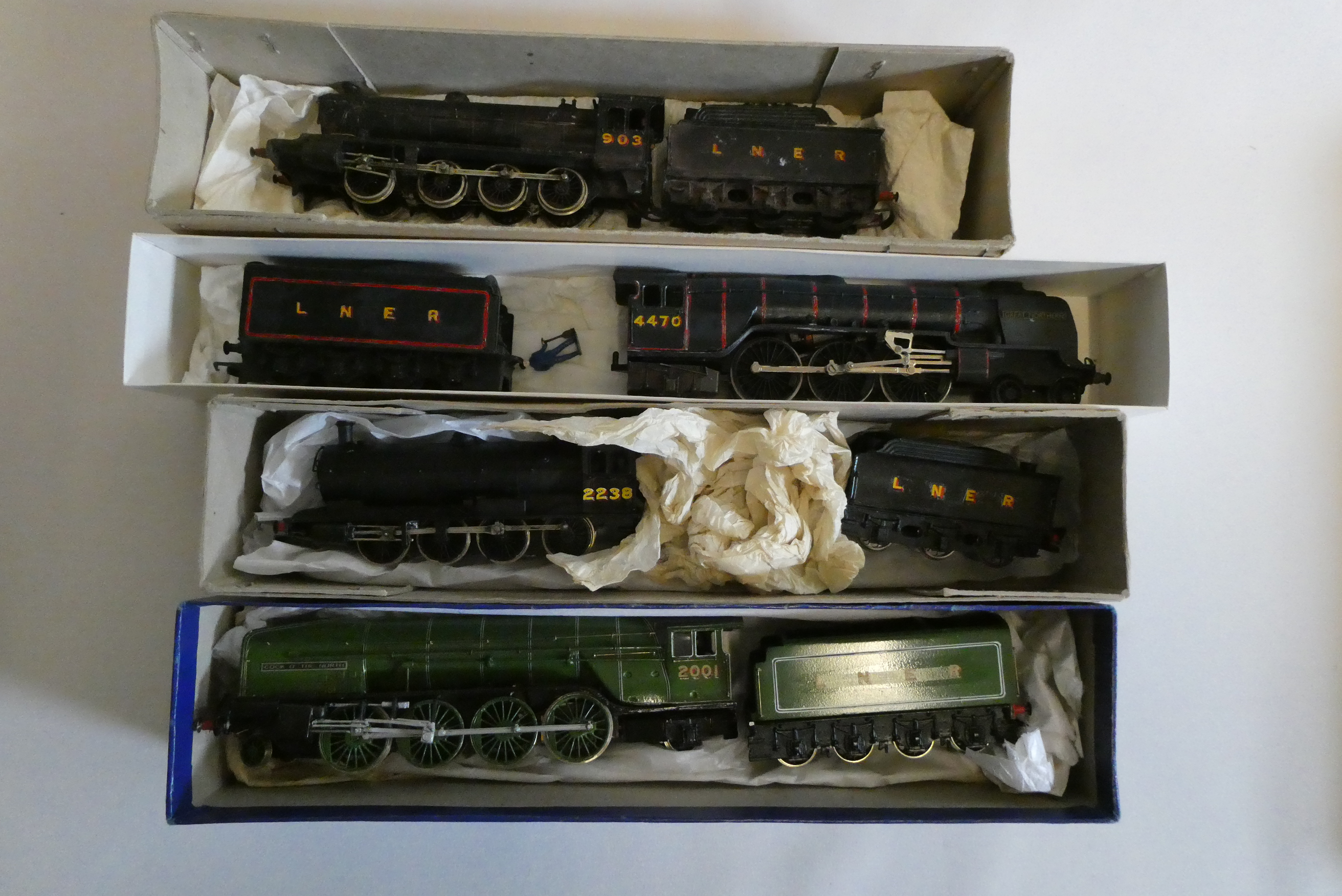 Four L.N.E.R. kit built locomotives comprising 2-8-2 P2 in green 2001, Q6 0-8-0 in black 2238, 4-6-2 Image