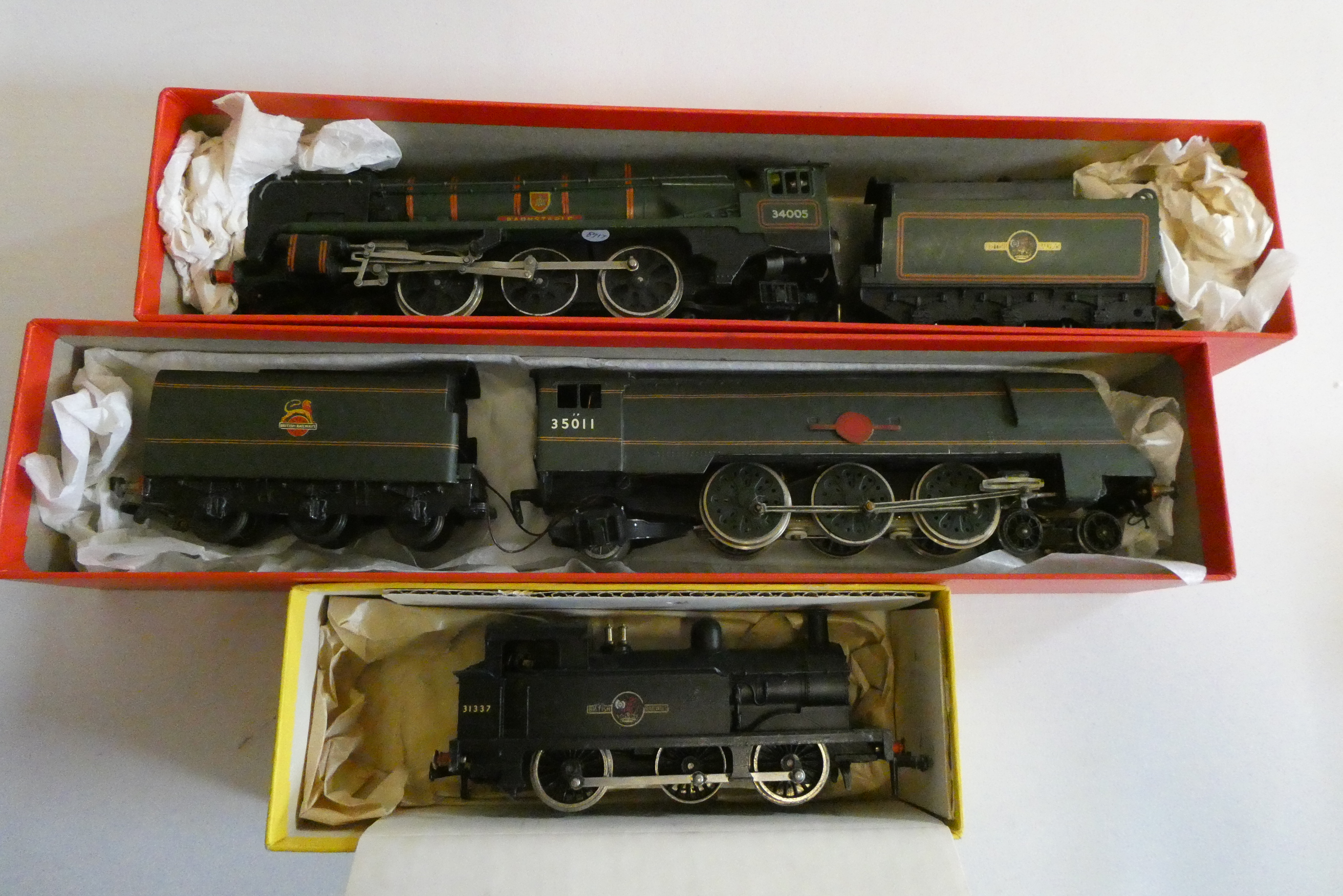 Wrenn 0-6-0T in black 31357 kit built 4-6-2 Merchant Navy Class 35011 and Hornby Dublo West Country Image