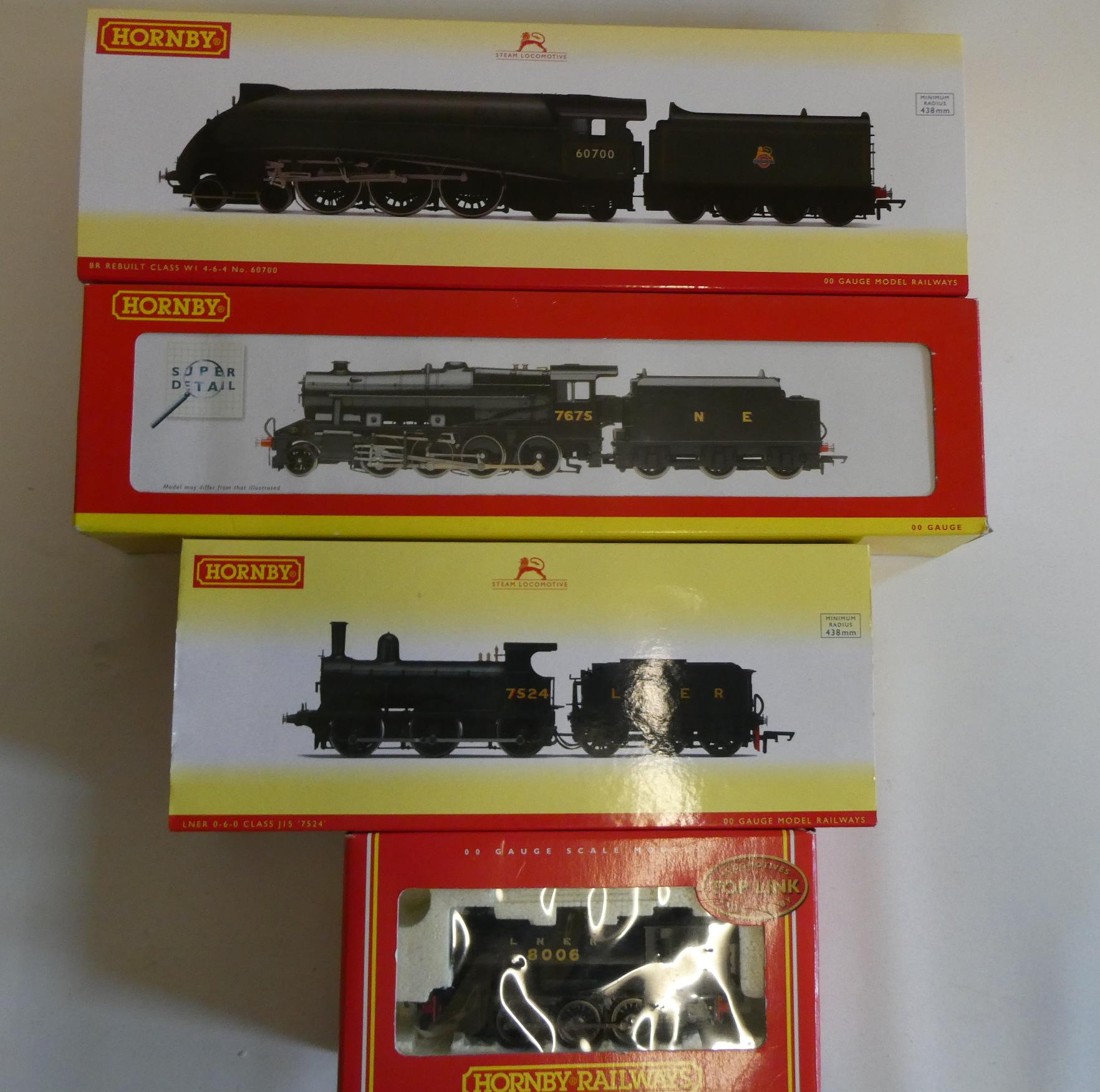 Four Hornby L.N.E.R. locomotives comprising 0-6-0 J94 in black 8006, 2-8-0 8F in black 7675, 0-6-0 Image