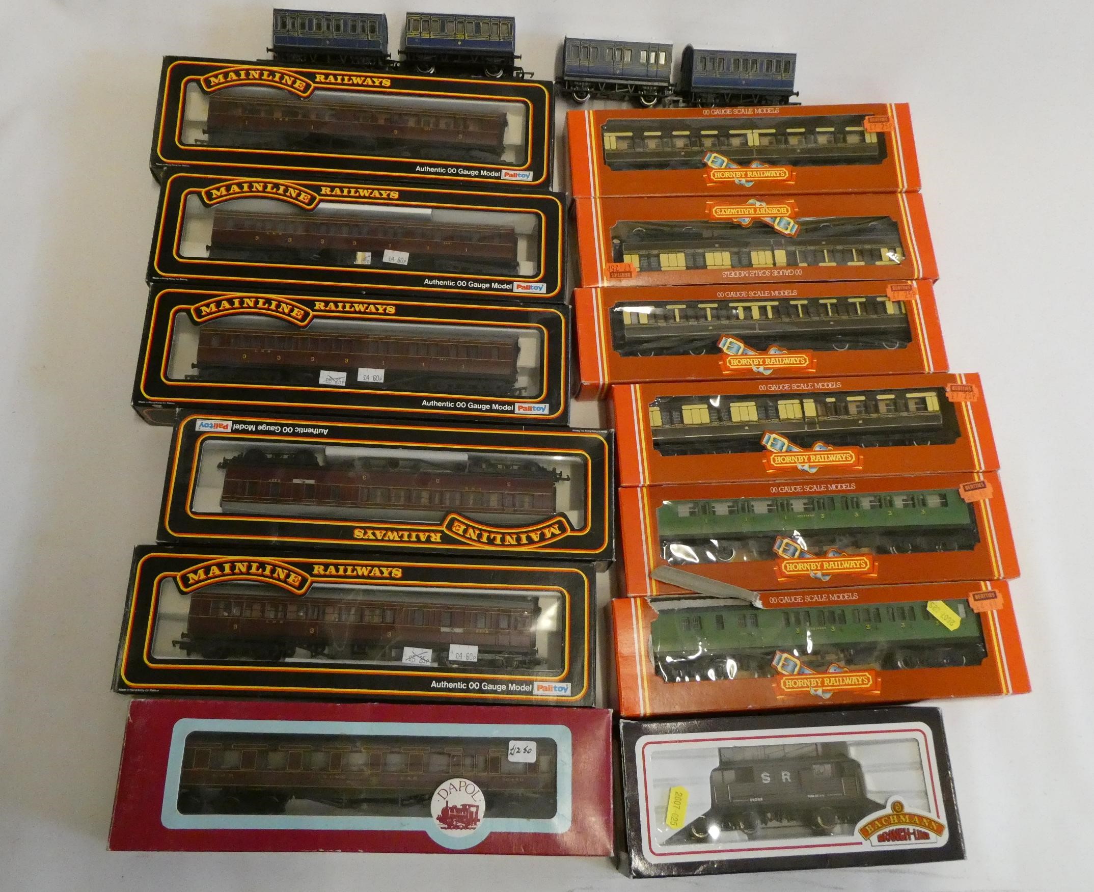 Twenty five passenger coaches by Hornby and Mainline including L.N.E.R. teak, L.M.S. and G.W.R., Image