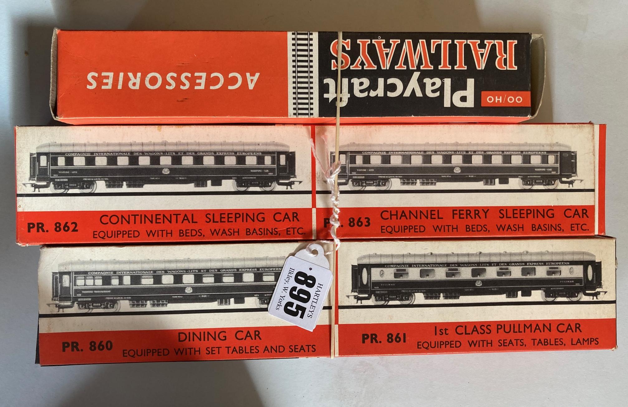 Playcraft Railways Fences, W.L. Dining car and W.L. Sleeping car, boxed, G (3) (Est. plus 24% Image