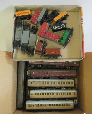 Unboxed rolling stock by Triang, Hornby and Bachmann including B.R. and L.N.E.R. coaches, goods Image