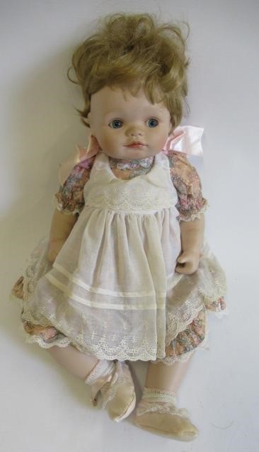 Six collectors dolls, all with ceramic heads, makers such as Titus Tomescu and others, largest 25" Image