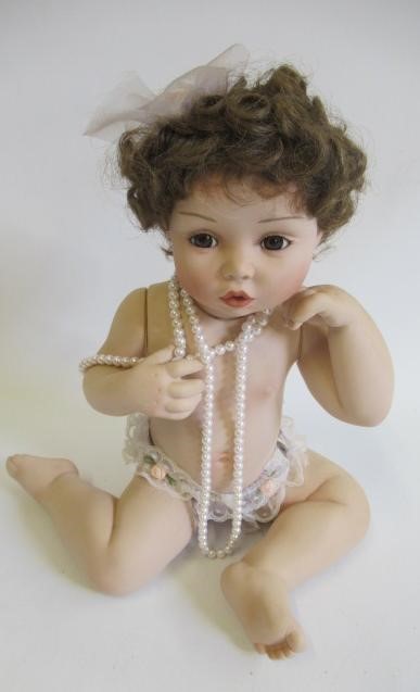 Six collectors dolls, all with ceramic heads, makers such as Titus Tomescu and others, largest 25" Image