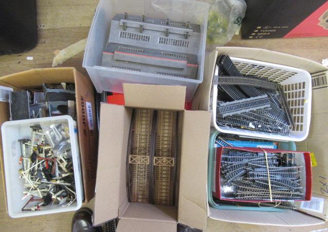 Track and trackside accessories including points, bridges, signals and buildings, some items have Image