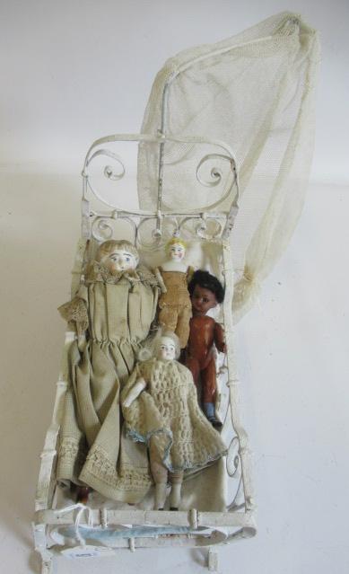 Three German bisque shoulder head dolls house dolls Image