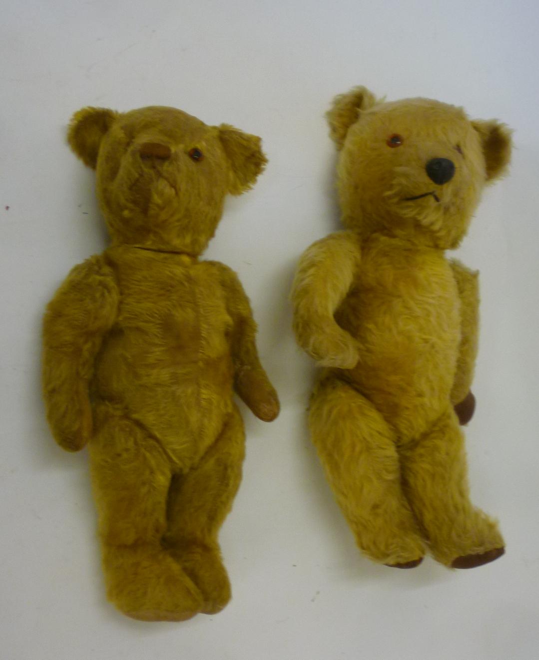 A Chiltern teddy bear covered in gold plush with black/amber eyes Image