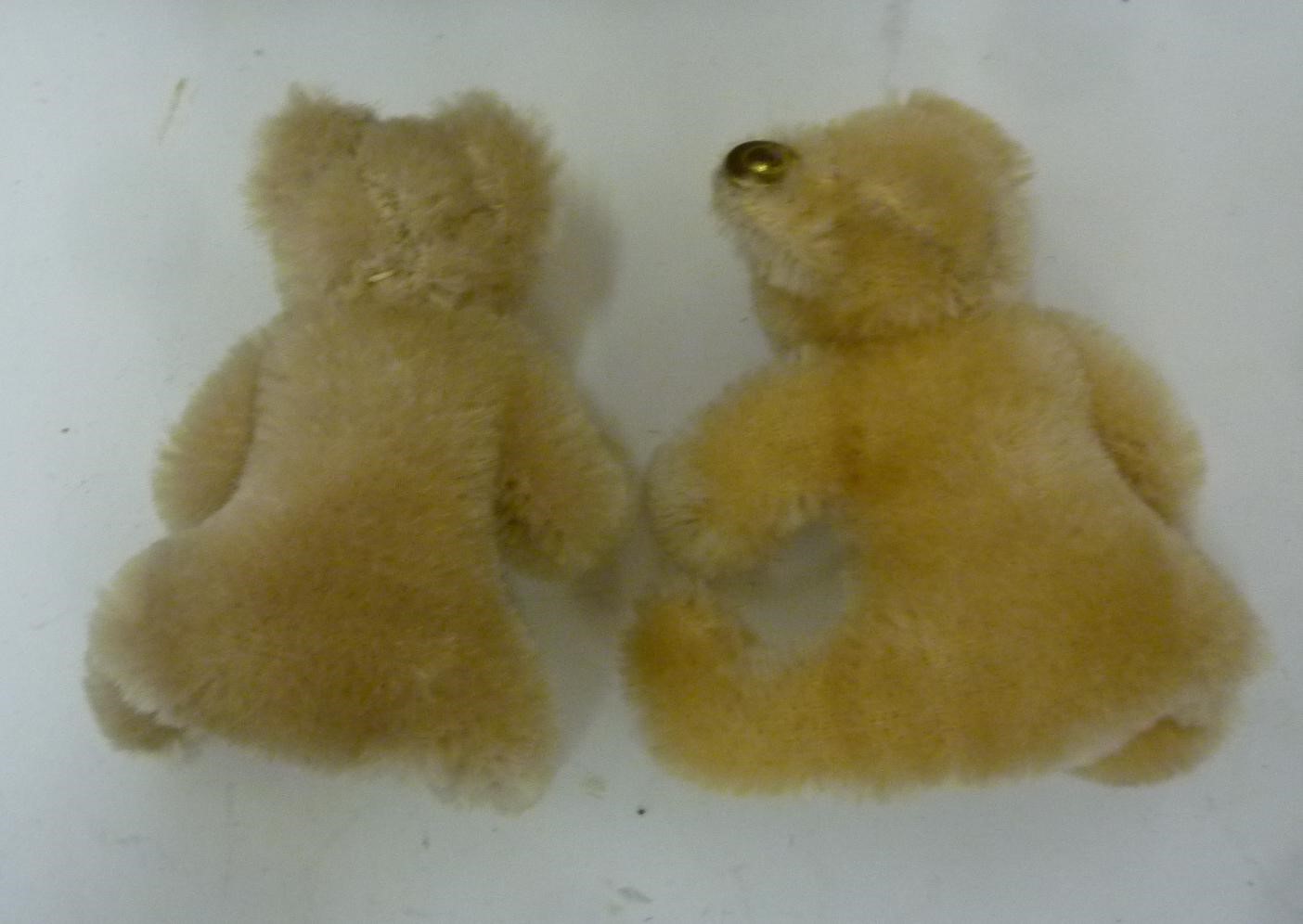 A pair of Steiff miniature  teddy bears in beige plush Image