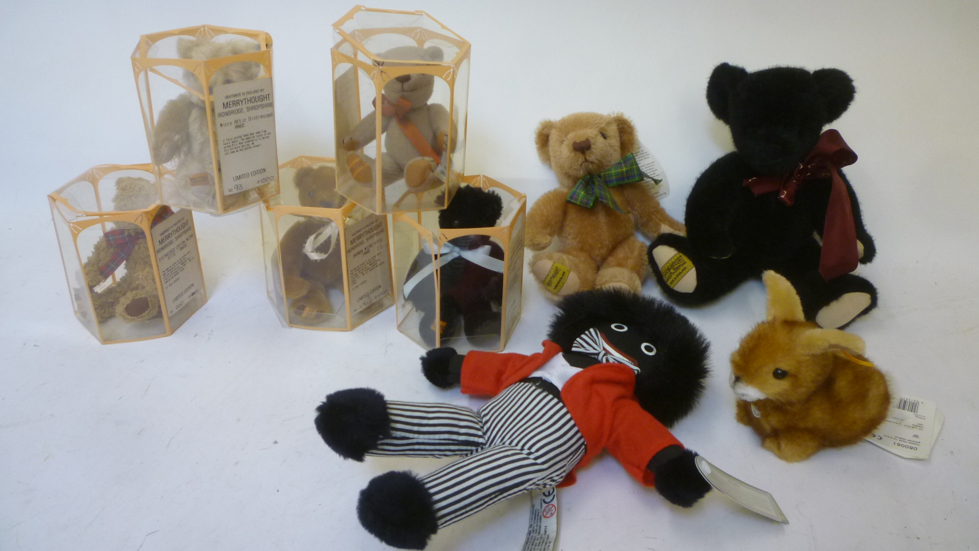 Five small Merrythought Replica bears in plastic packs with limited edition certificate Image