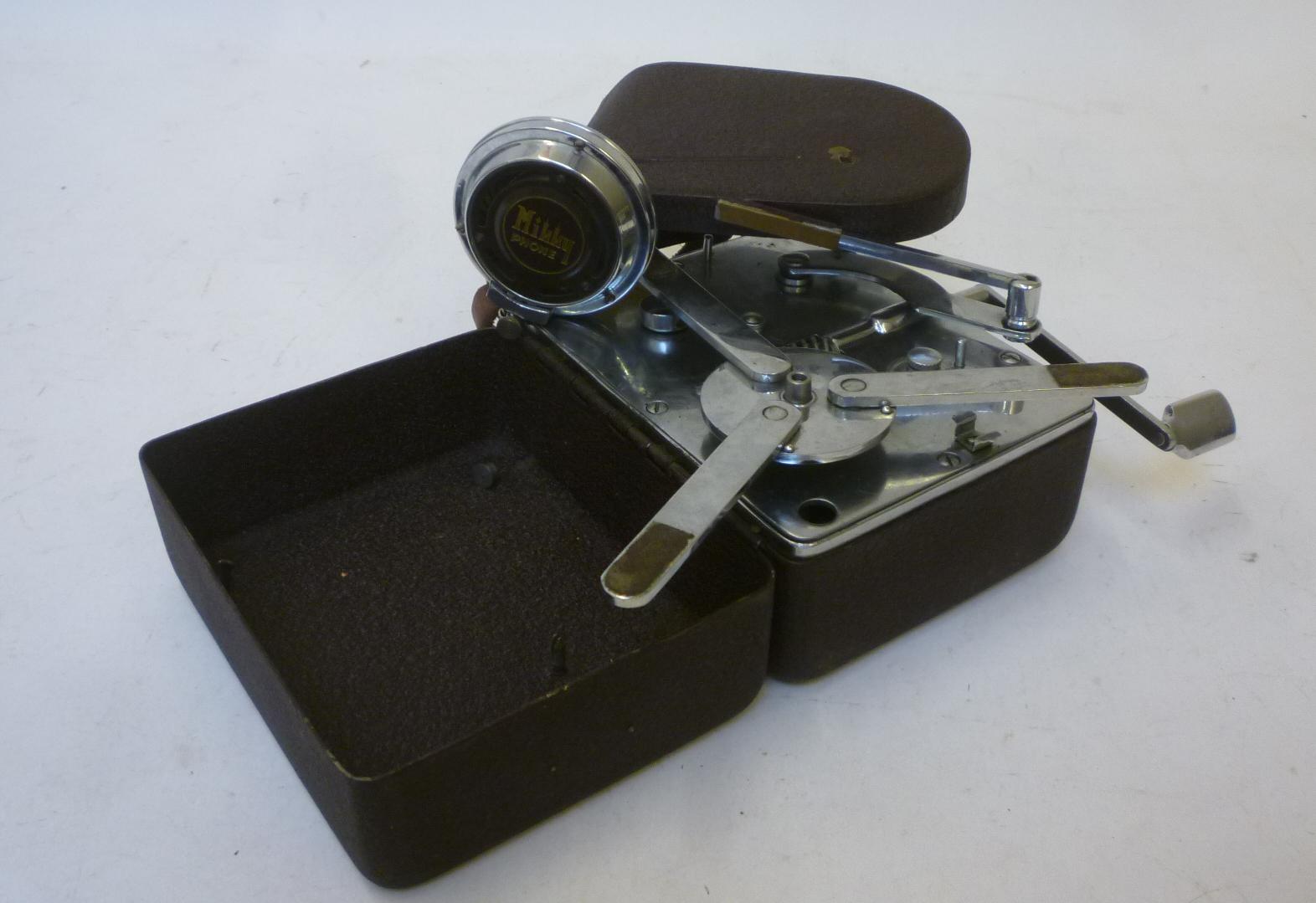 A Mikky Phone "camera" gramophone (Japan) with folding black metal case Image
