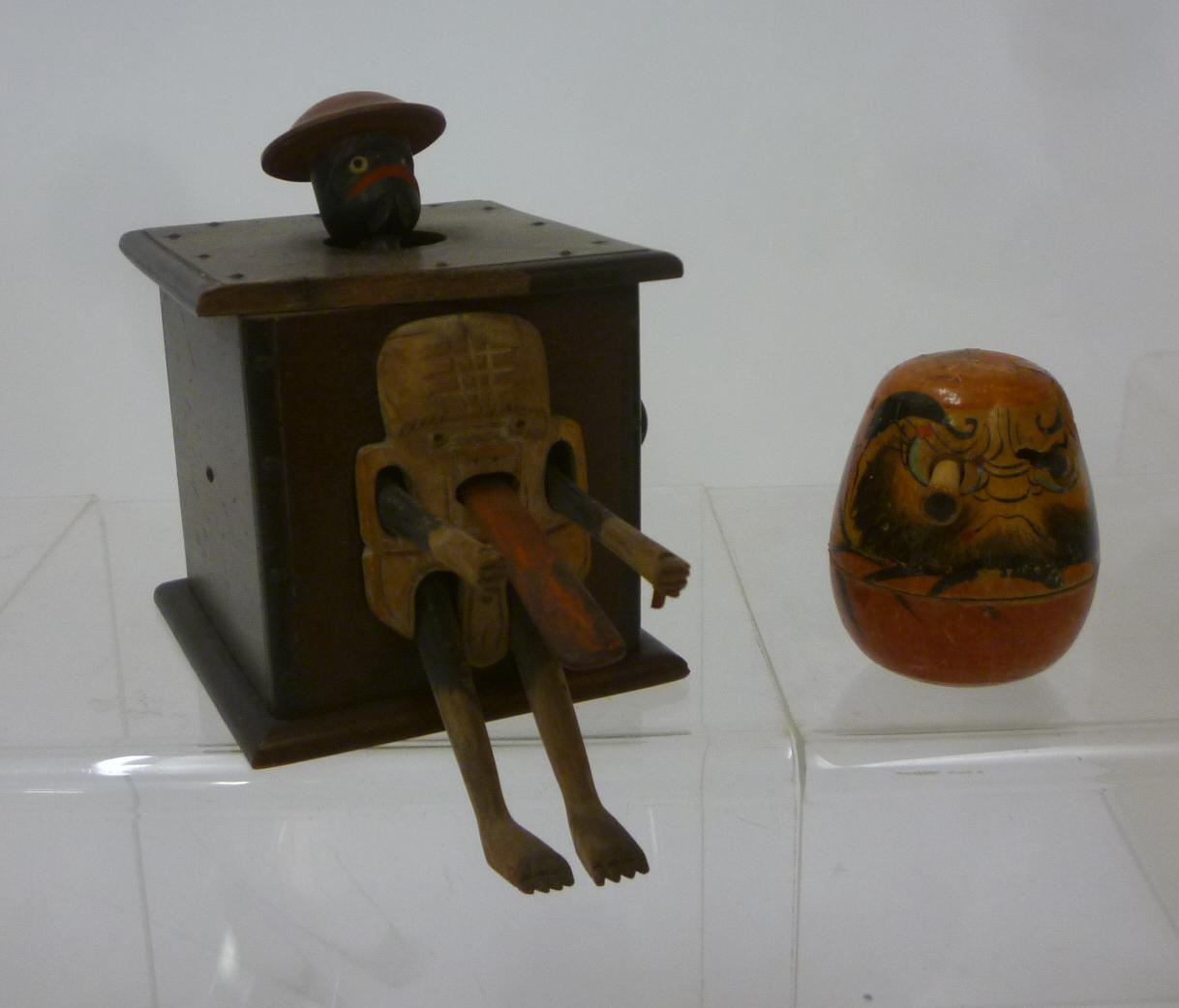 A Japanese Kobi wood box toy with novelty action Image