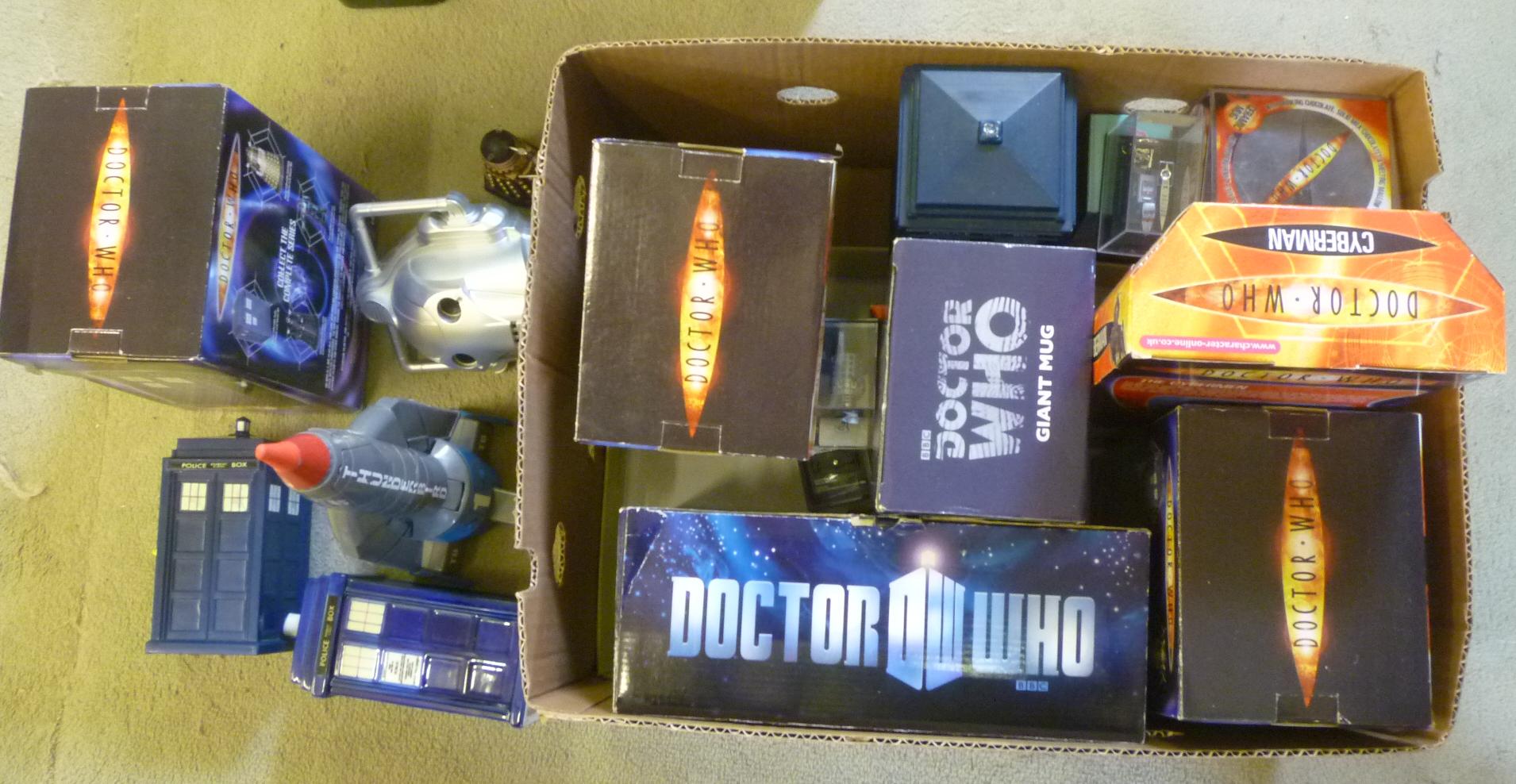 Eight Doctor Who models and other merchandise Image