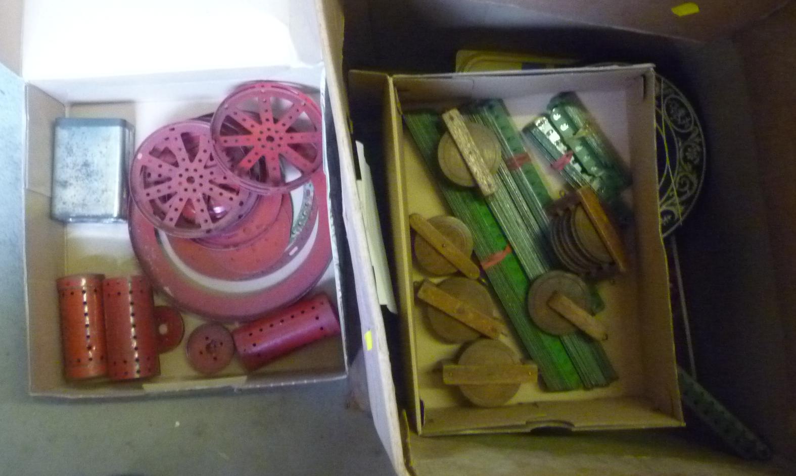 A large collection of Meccano parts in green Image