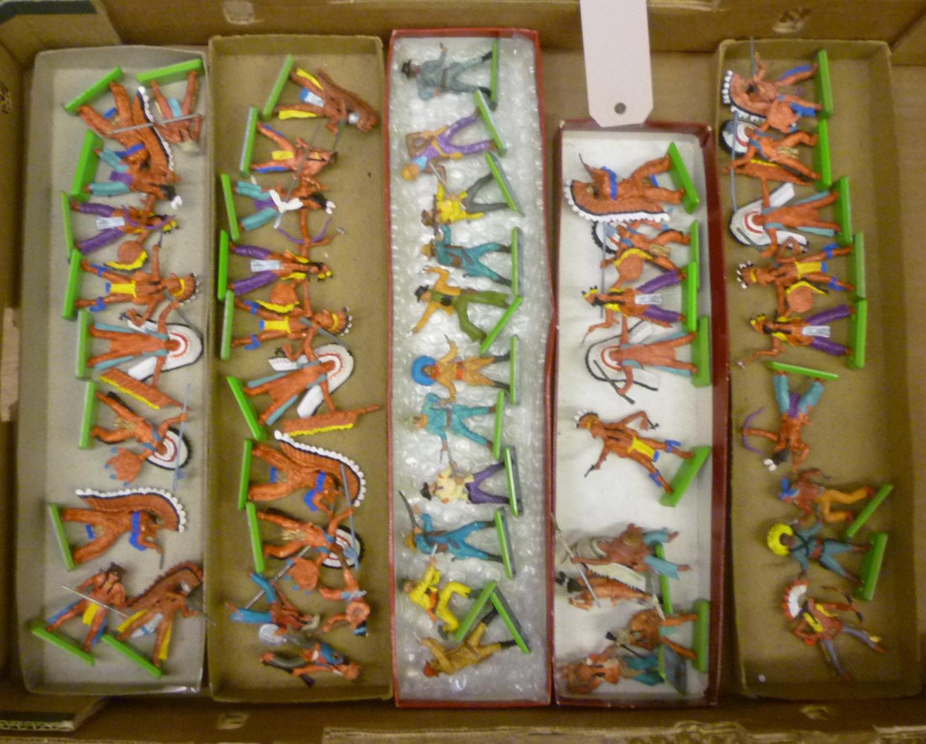 Britains Deetail plastic figures comprising twelve Cowboys and thirty seven Indians Image