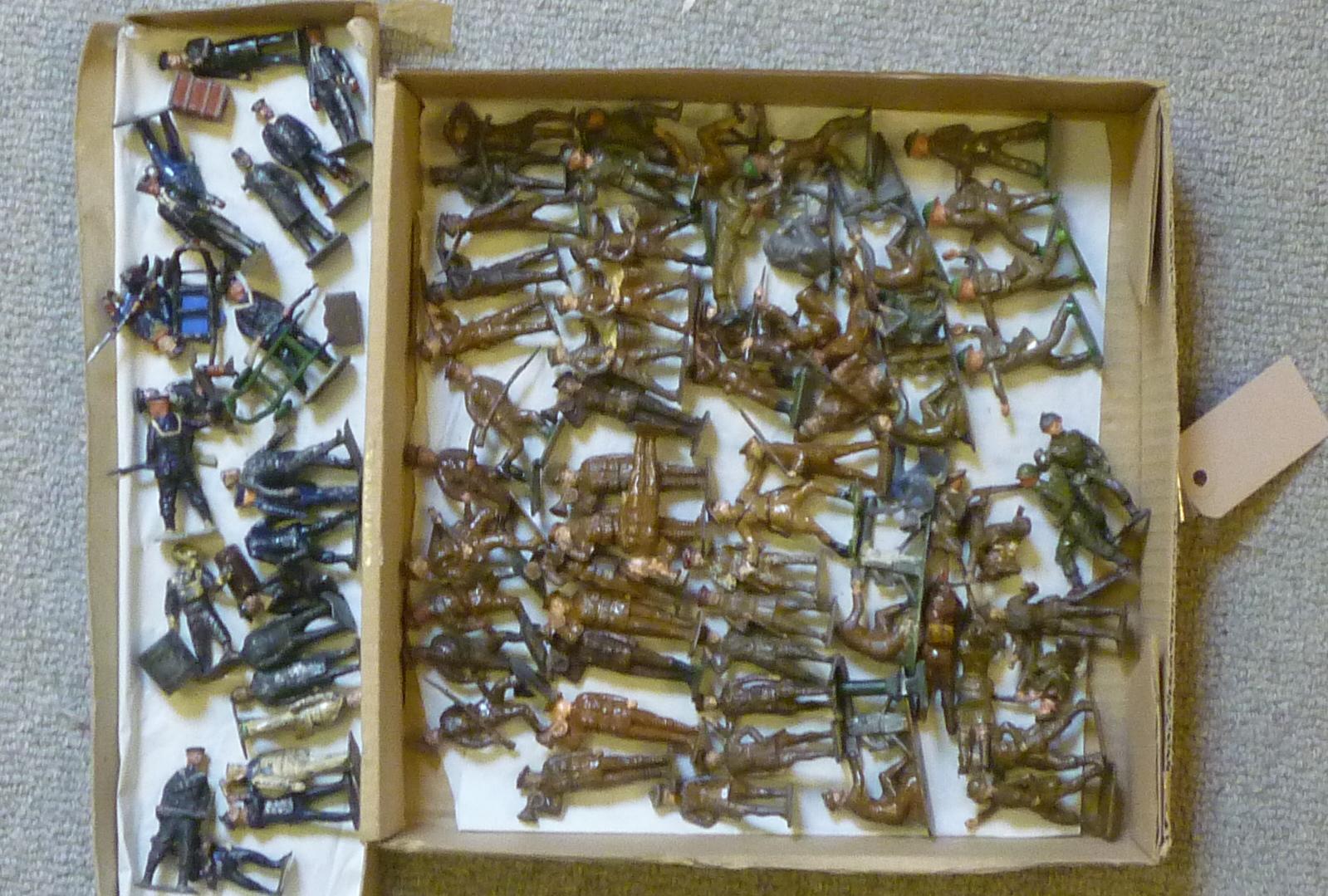 Approximately ninety Johillco Khaki hollow cast figures and accessories Image