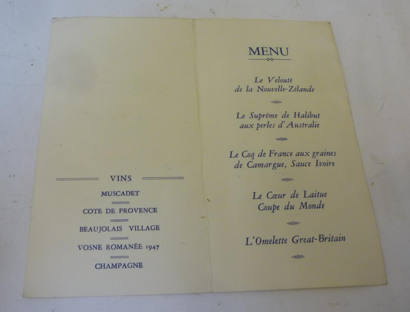 A rare 1954 (First) Rugby World Cup dinner menu Image