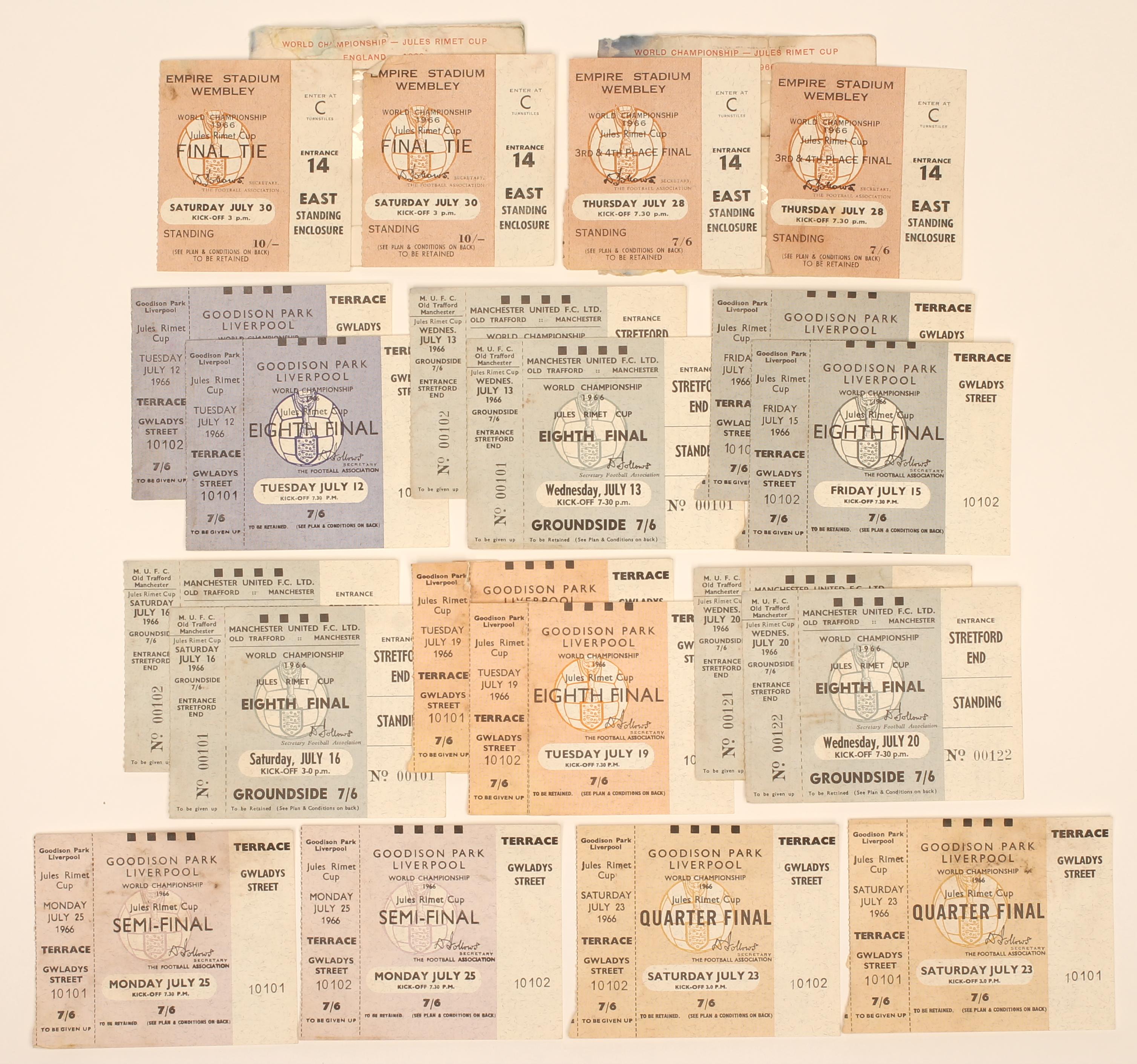 A double set of twenty 1966 World Cup tickets Image