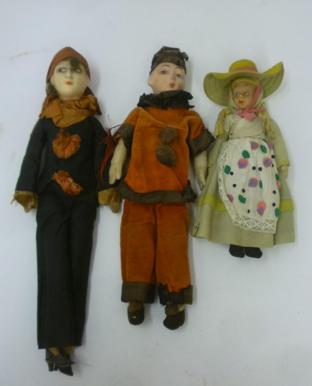 A Lenci girl doll in peasant costume with moulded felt face Image