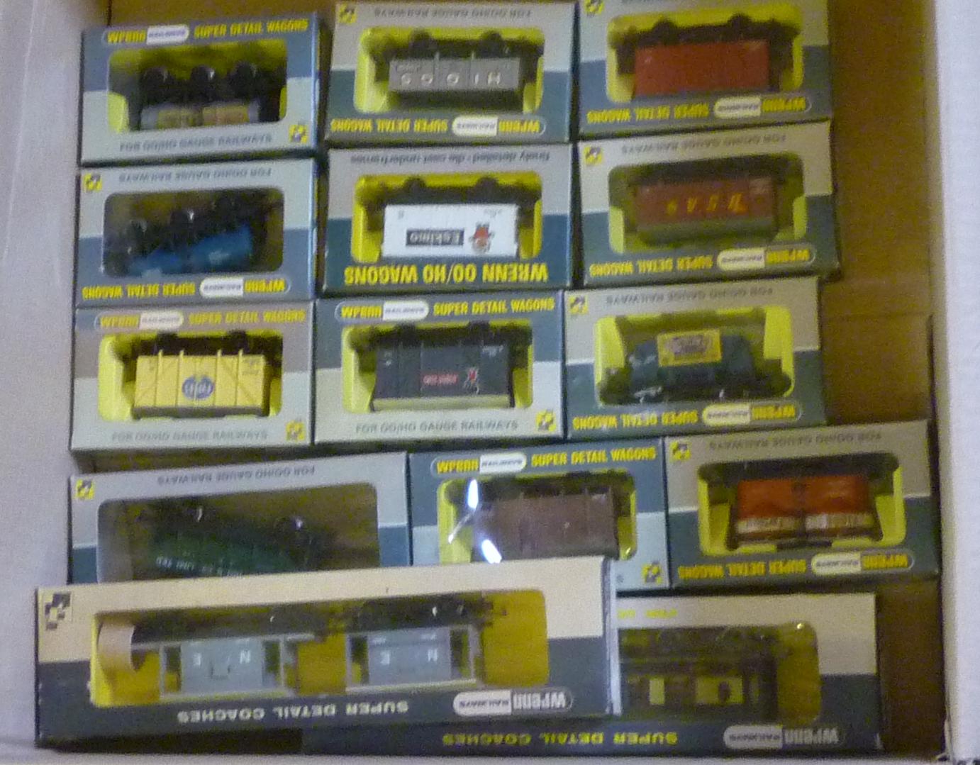 Fourteen goods trucks by Wrenn and others including PO vans and coal trucks Image