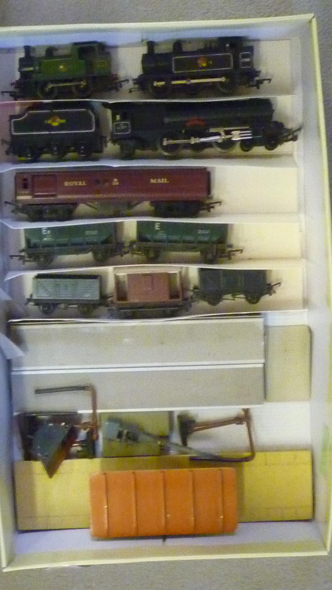 Playworn trains by Triang and others comprising Princess Elizabeth in black Image