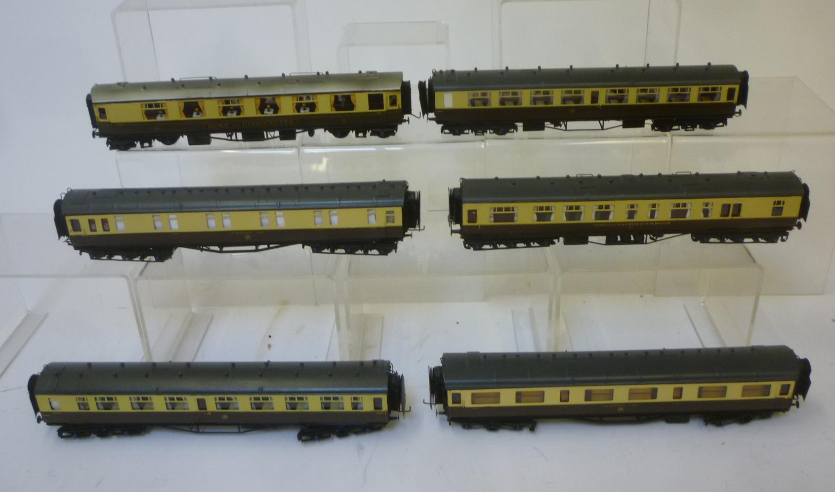 Six kit built brass G.W.R. coaches including sleeping cars Image