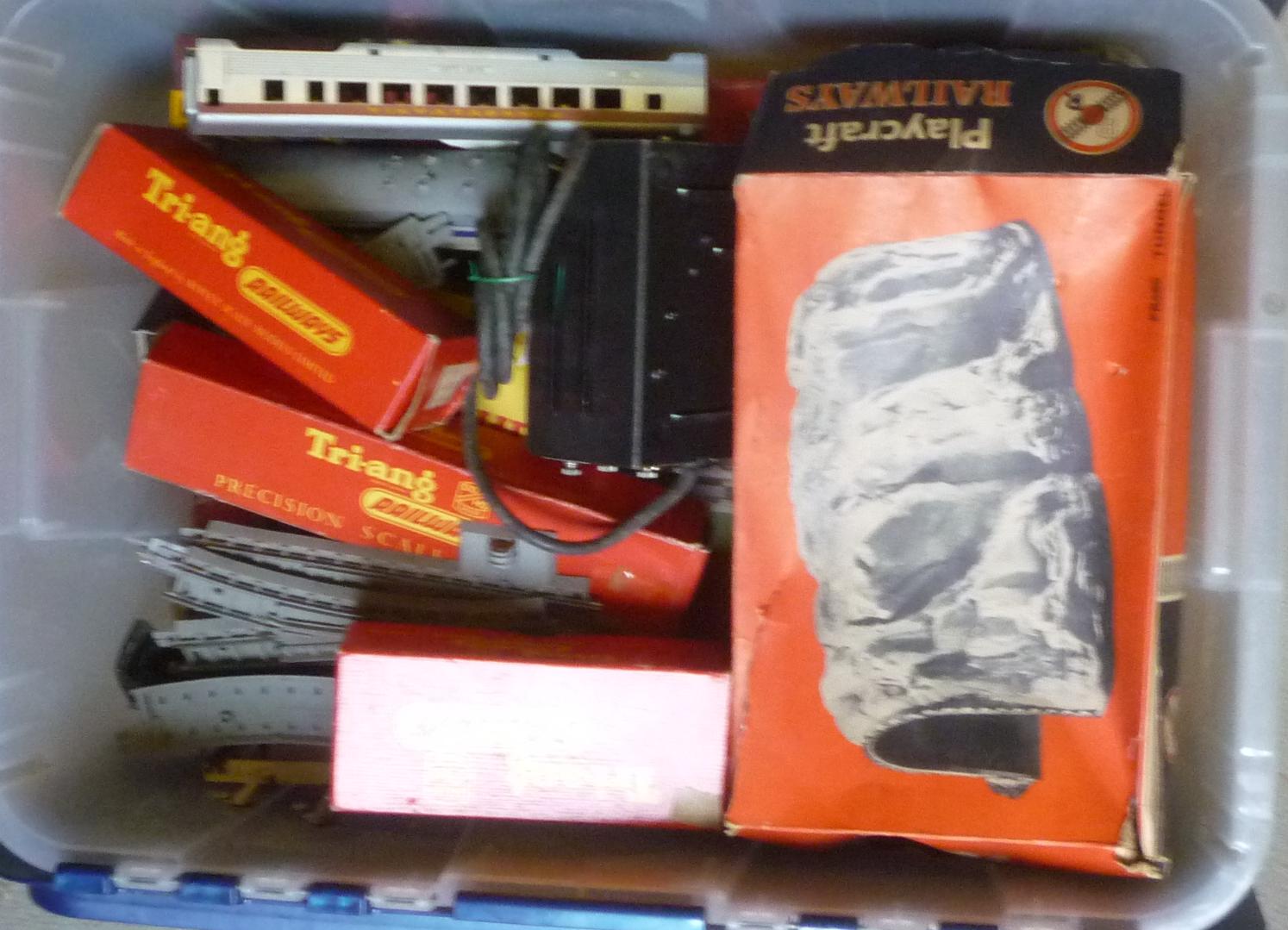 Playworn rolling stock and accessories by Triang and others including dock shunter Image