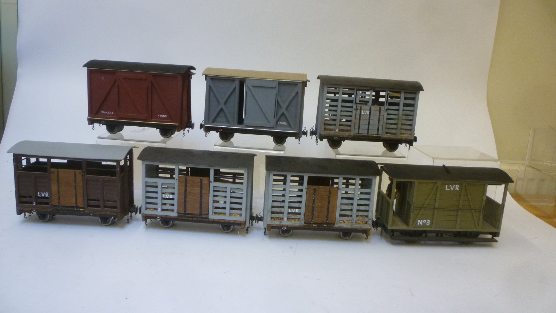 Four live stock wagons with cows and straw load Image