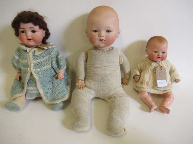 Three Armand Marseille bisque head dolls Image