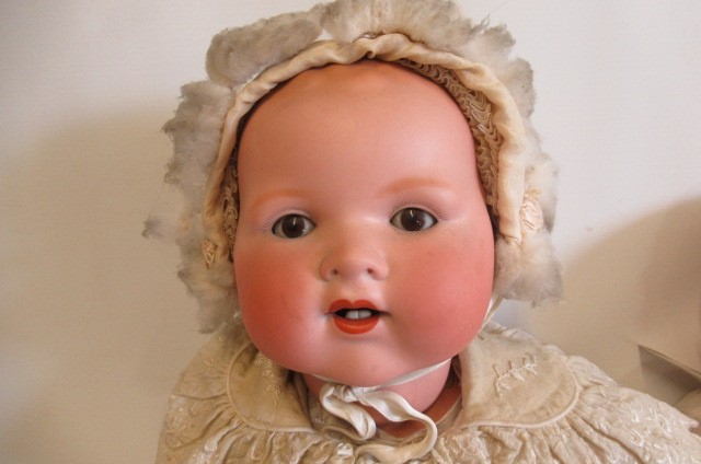 Two Armand Marseille bisque socket head dolls Image