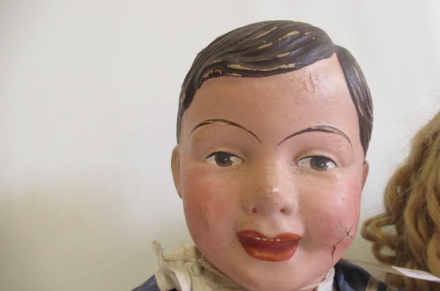 Two composition head flirty girl dolls Image